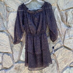 NEW Rachel Rachel Roy Black Pink Sheer Dress with Roses Small S NWT